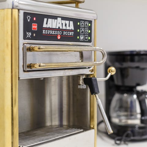 Whip up a morning espresso with the super pro coffee machine