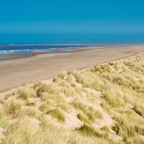 Visit nearby Holkham beach for a day of sun, sand, and sea, which can be reached in an eight-minute drive