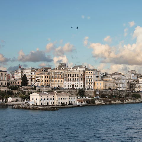 Drive 8km into Corfu Town and explore the island's capital