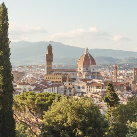 Wander the irresistibly romantic streets of Florence, a little over an hour away 