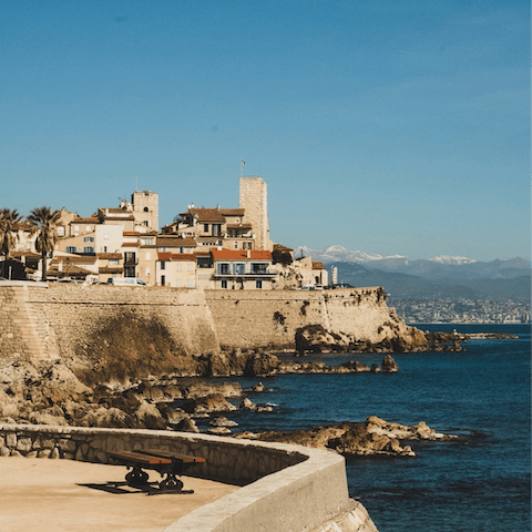 Soak up some sun on the outskirts of stylish Antibes – the nearest beach is a six-minute walk from home