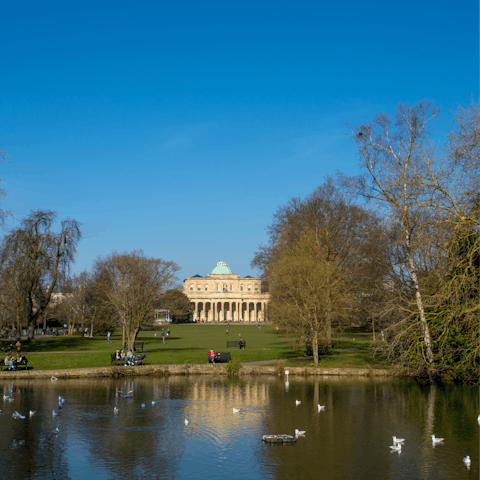 Spend an afternoon at the peaceful Pittville Park, a thirty-minute walk from your home