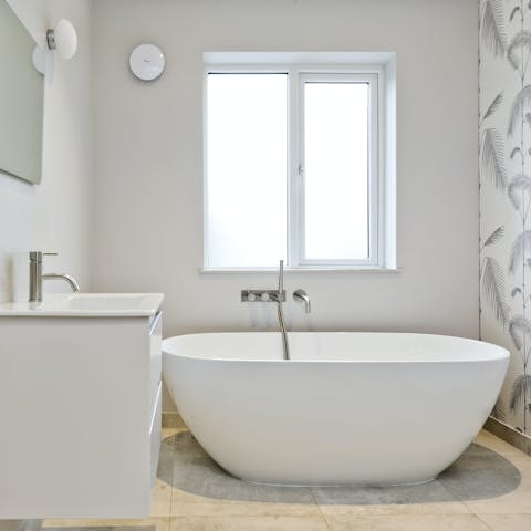 Treat yourself to an indulgent soak in the freestanding tub
