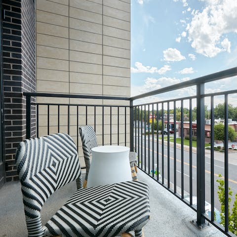 End the evening on your private balcony, glass of wine in hand