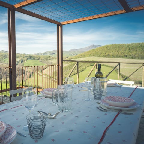 Dine alfresco and take in the gorgeous sweeping views