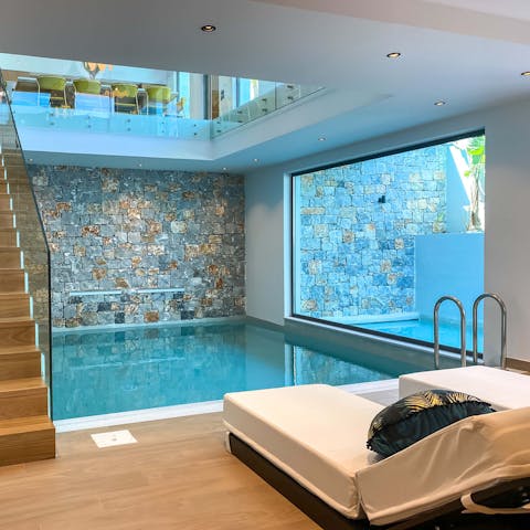 Take an evening dip in the heated indoor swimming pool