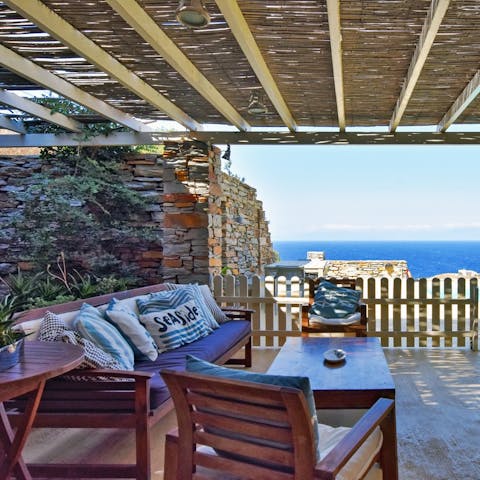 Enjoy some shade and a cup of coffee beneath the pergola