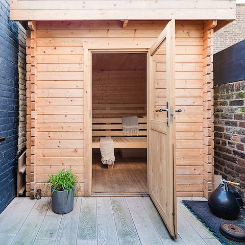 Enjoy a sweaty session in the private sauna to get the blood pumping