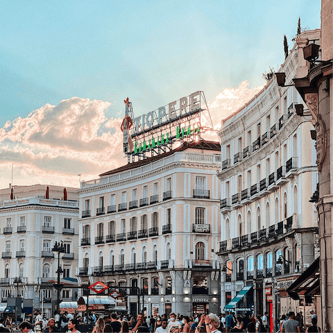 Explore the bustling Plaza del Sol, right on your doorstep