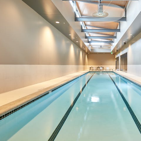 Do some laps in the indoor communal swimming pool 