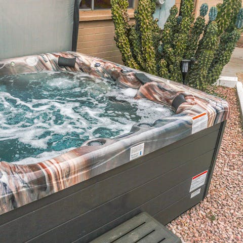 Relax in the private hot tub