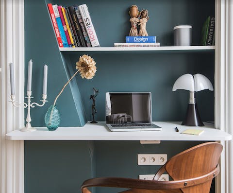 Power through work at the stylish desk space 