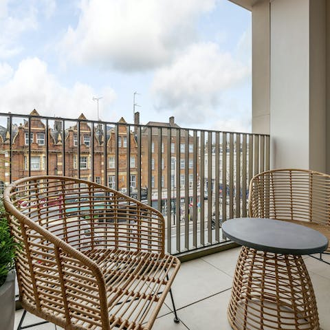 Start your day with a cup of tea out on the private balcony