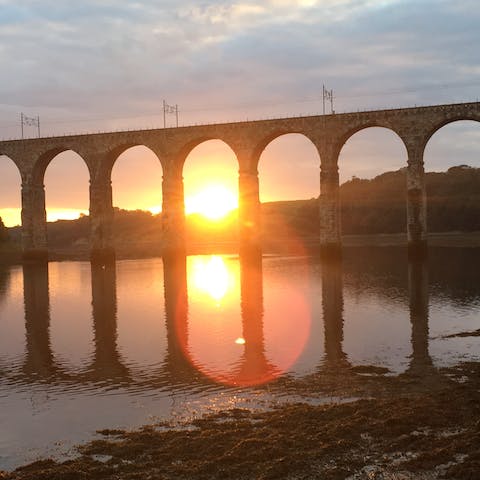 See the mighty Royal Border Bridge that spans the River Tweed,  only fifteen minutes' walk away