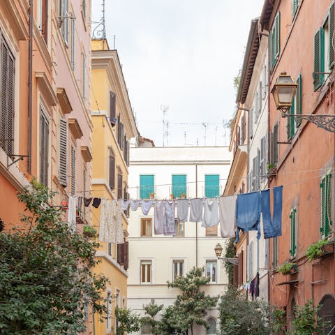 Stay in a lively neighbourhood brimming with bars, eateries and authentic Roman charm
