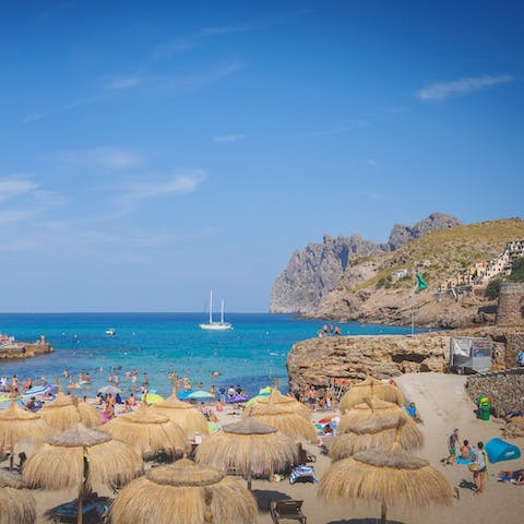 Spend a day at the beach – Cala San Vincente is a fifteen-minute drive