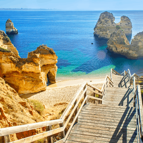 Take the steps down to one of the area’s beautiful coves