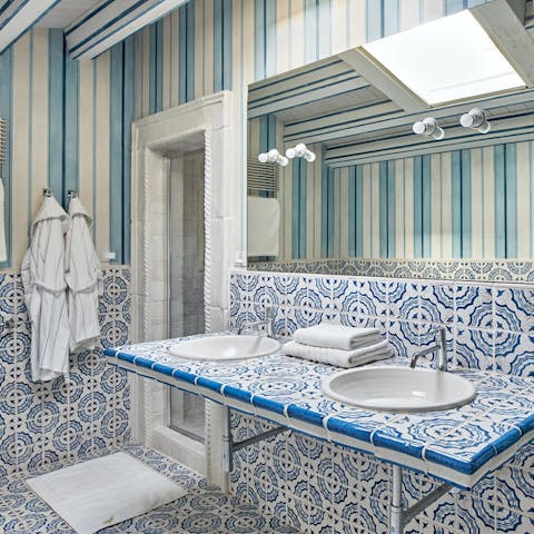 Pamper yourself in the ornately tiled bathrooms