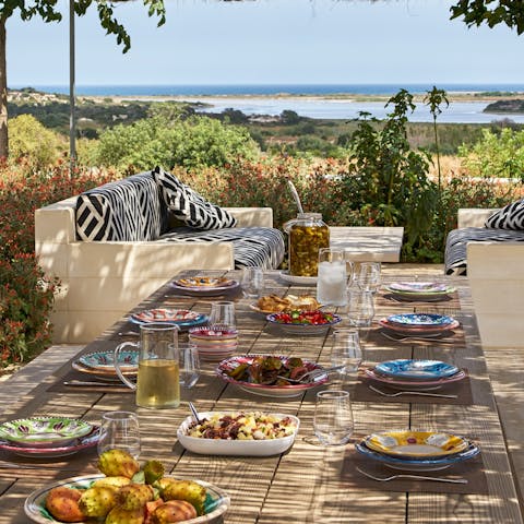 Sit down to a celebratory alfresco feast at the outdoor table