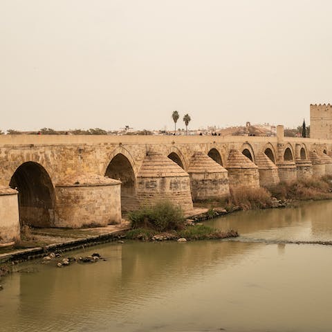 Admire the city from the Roman Bridge of Córdoba, a short drive away