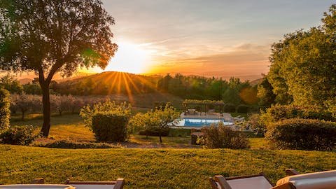 Witness incredible sunsets over the countryside surroundings of this quaint villa