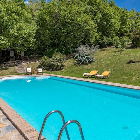 Swim some lengths or let little ones splash around in the stunning outdoor private pool