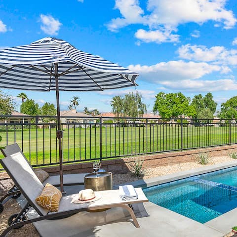 Rest on a poolside lounger or take a dip in the cool waters of the private pool