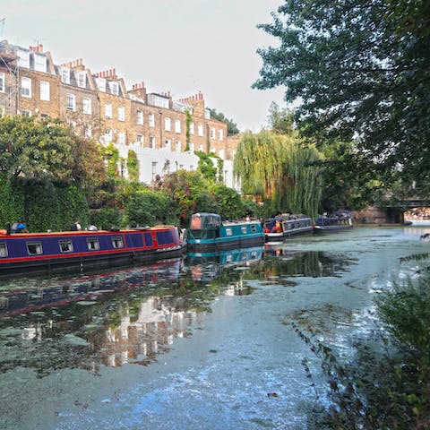 Stroll along Regent's Canal, a twenty-minute walk away