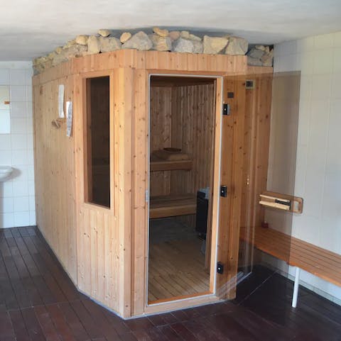 Unwind with a session in the private sauna