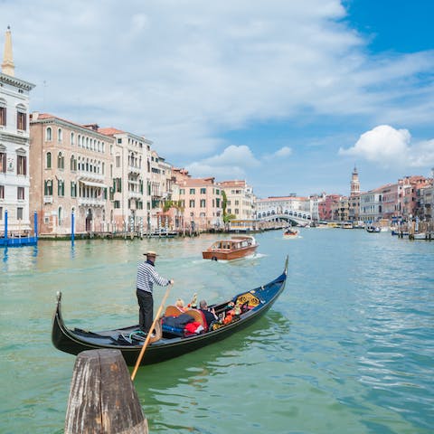 Grab a gondola on the nearby canals and explore the city