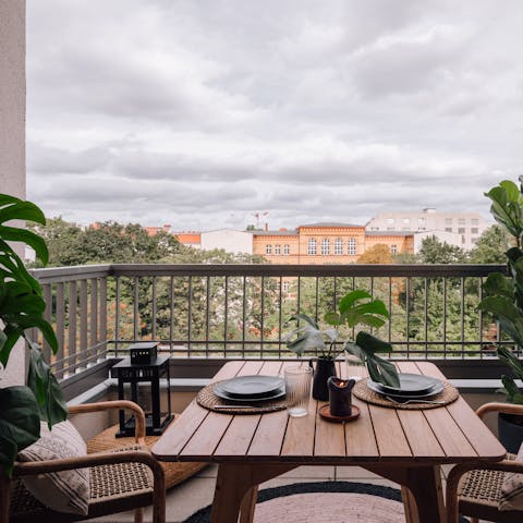 Set up for breakfast on the balcony on sunny mornings 