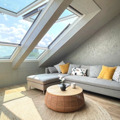 Open the skylights and relax on the sofa after a day at Kew Gardens