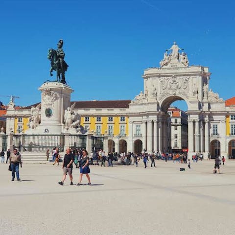 Watch the sunset at Praça do Comércio, an eight-minute walk from this home