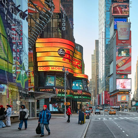 Visit vibrant Times Square – just a short walk away