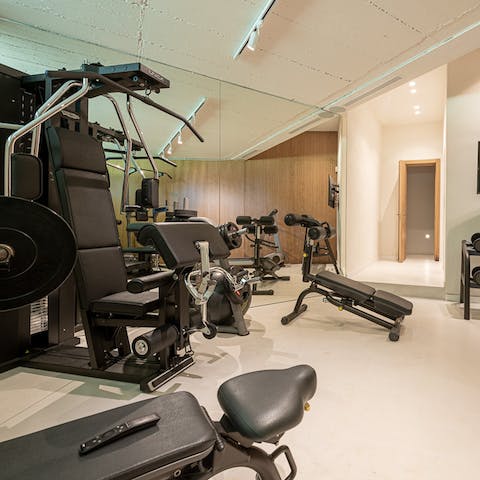 Work out in your private gym after a swim in the pool