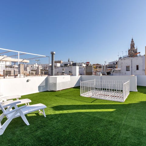 Take in the views of the cathedral from the shared roof terrace