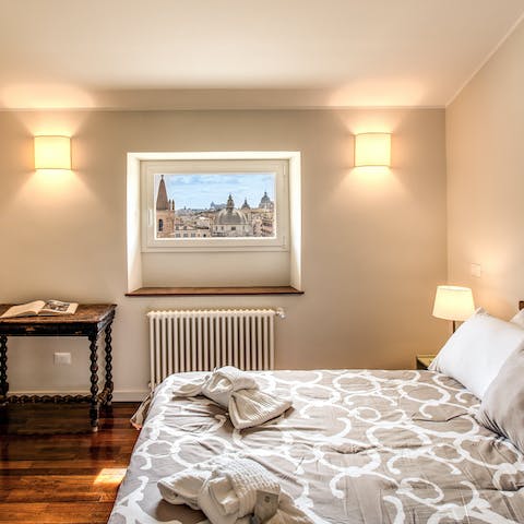 Wake up to incredible vistas of the Eternal City that look like a framed picture