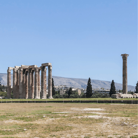 Visit the Temple of Olympian Zeus, a five-minute walk away