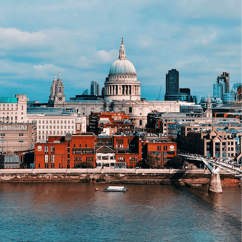 Visit London's iconic St Paul's Cathedral, just over a ten-minute walk away