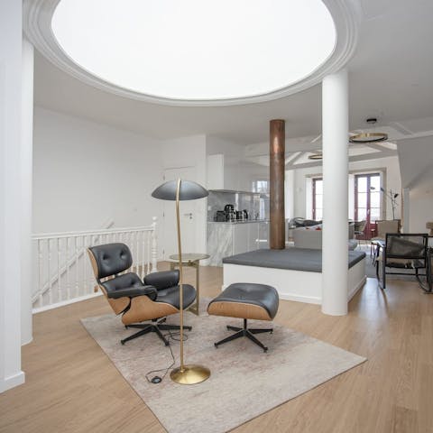 Read a book in the Eames chair beneath the spectacular skylight