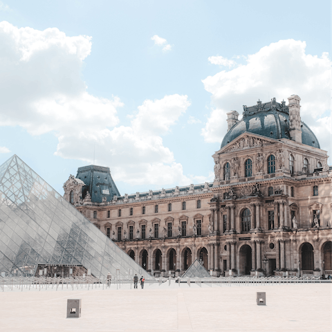 Explore the Louvre Museum – a sixteen-minute walk away