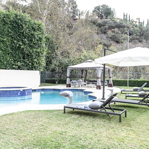 A pool and lunge area for large parties