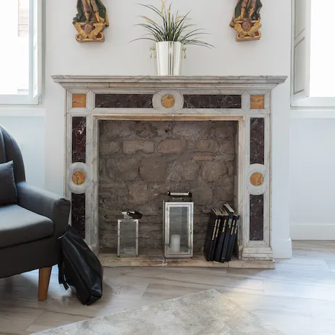 A beautiful marble fireplace