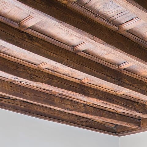 The gorgeous wooden ceilings