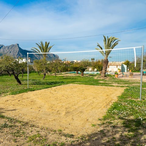 Have a beach volleyball tournament on the private court in the garden