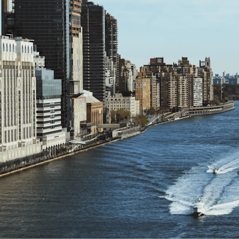Stay right on the East River and explore the waterfront restaurants and bars