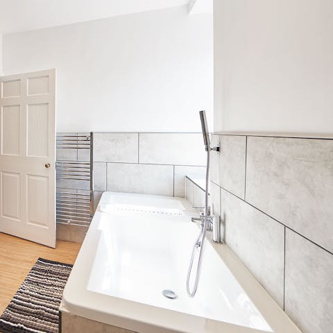 Sink into the bathtub for an evening soak session