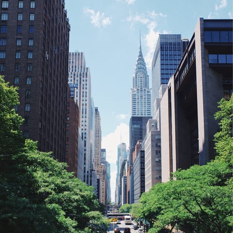 Marvel at the iconic Empire State Building, a twenty-minute walk away