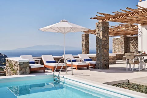Make the most of the Greek sun from in or beside the private pool