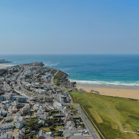 Stay on the Pentire Penninsula in Newquay, just a ten-minute walk from the beach